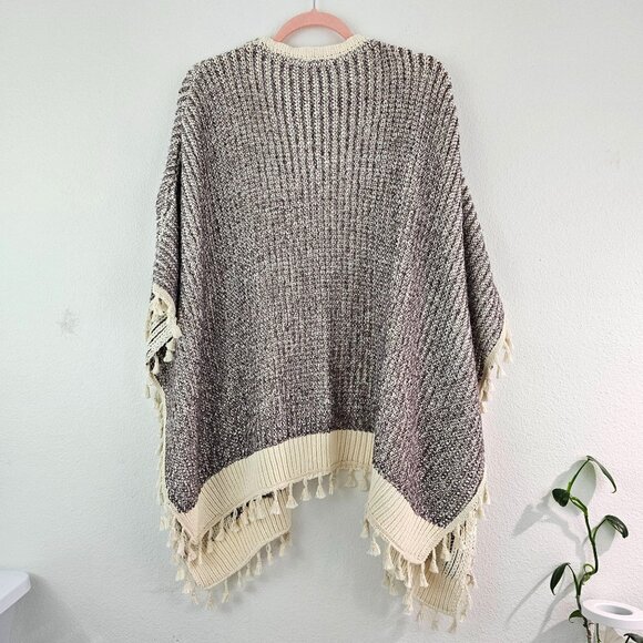 Anthropologie One Size Boho Kimono Open Front Cardigan Fringe Trim Patterned - Picture 10 of 13